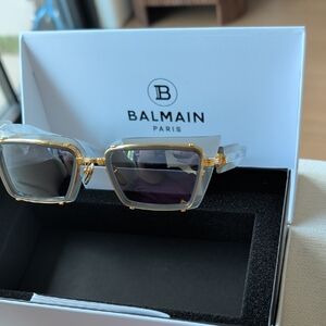 Balmain Gold and Black Square Sunglasses